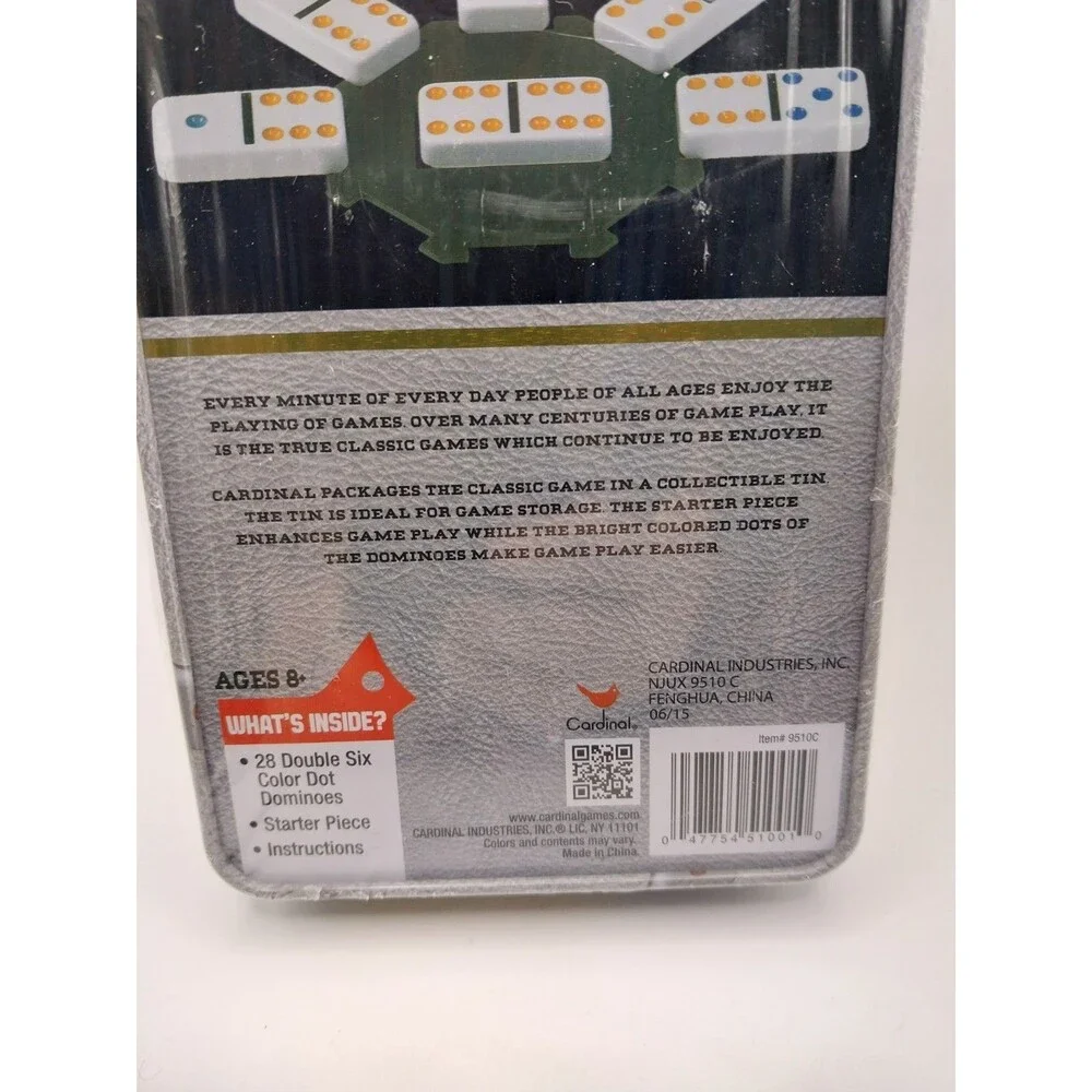 Cardinal Industries Inc Double 6 Dominoes In Tin (Factory Sealed)